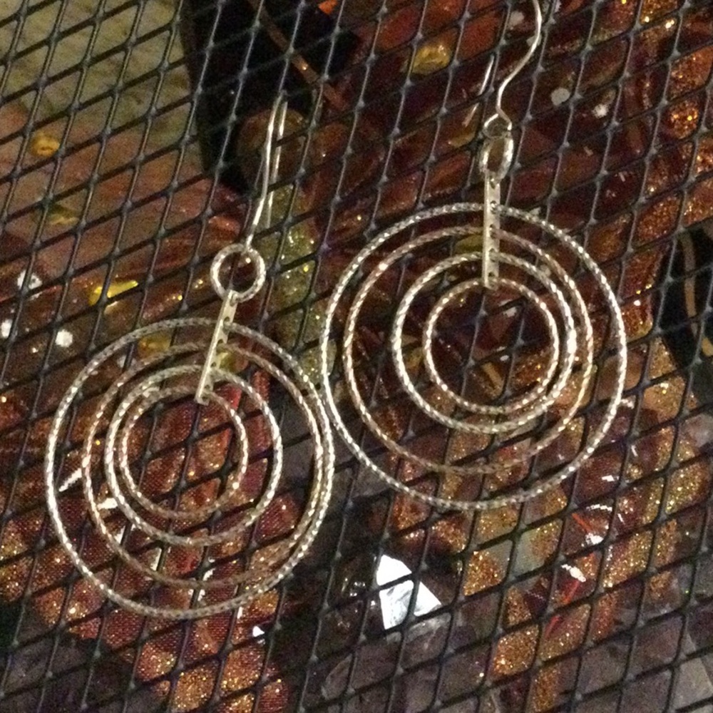 Sterling Silver Tri-Color Dangle Mobile Earring😎
